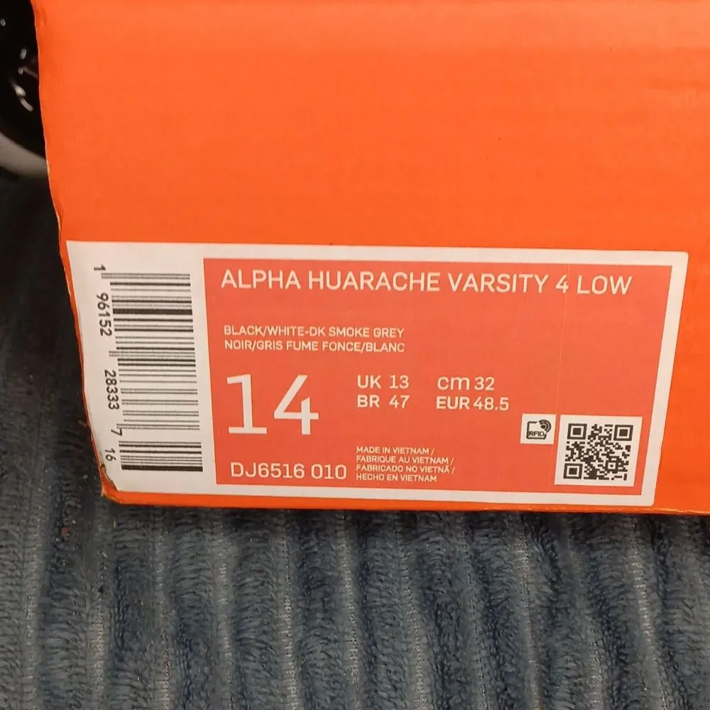 Nike Alpha Huarache Varsity 4 Baseball Cleats Men’s Sz 14 Low Black/White NEW!!